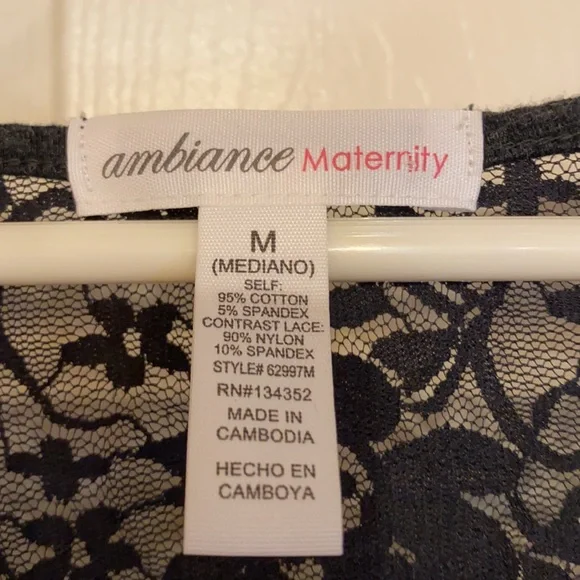 Ambiance Maternity Lace gray stretchy Top - Picture 4 of 6